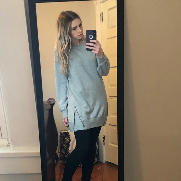 American Eagle Tunic sweatshirt zipper gray XS - Picture 2 of 7
